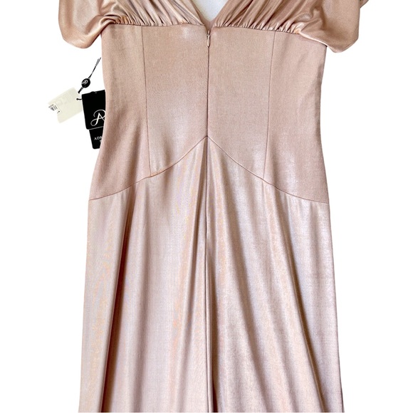 Adrianna Papell Metallic Twist Cap Sleeve Gown, Evening dress champagne pink - Picture 15 of 16
